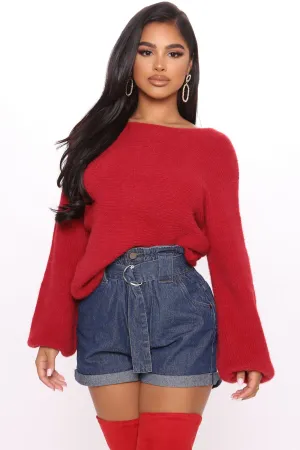 All In A Twist Back Sweater - Burgundy