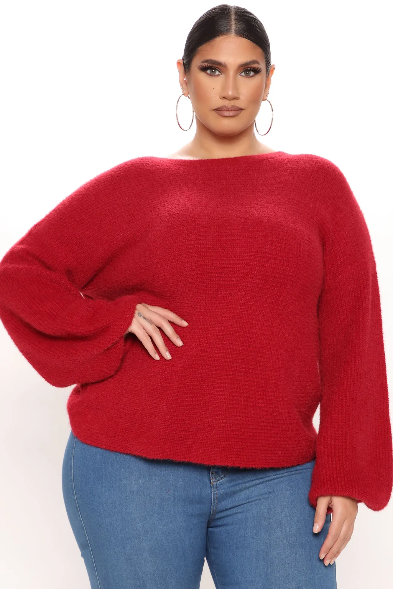 All In A Twist Back Sweater - Burgundy