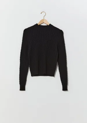 Alpaca Cable Sweater — Black