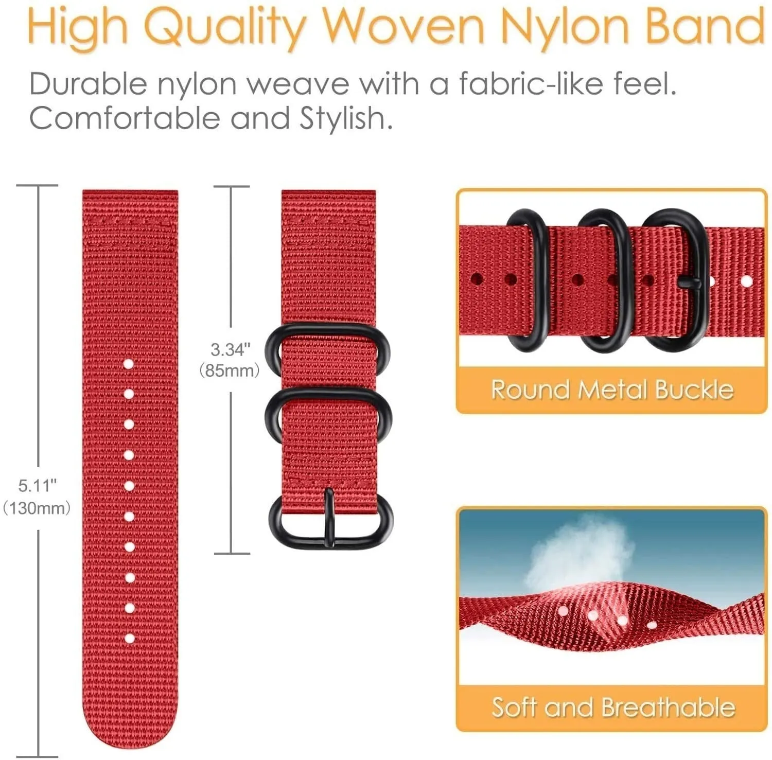 Amazfit GTR 3 (Pro) Nylon Strap with Buckle (Red)