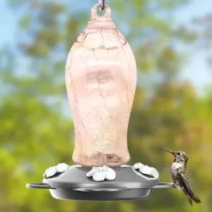 Artisan Gravity Hummingbird Feeder, Blush Crackle