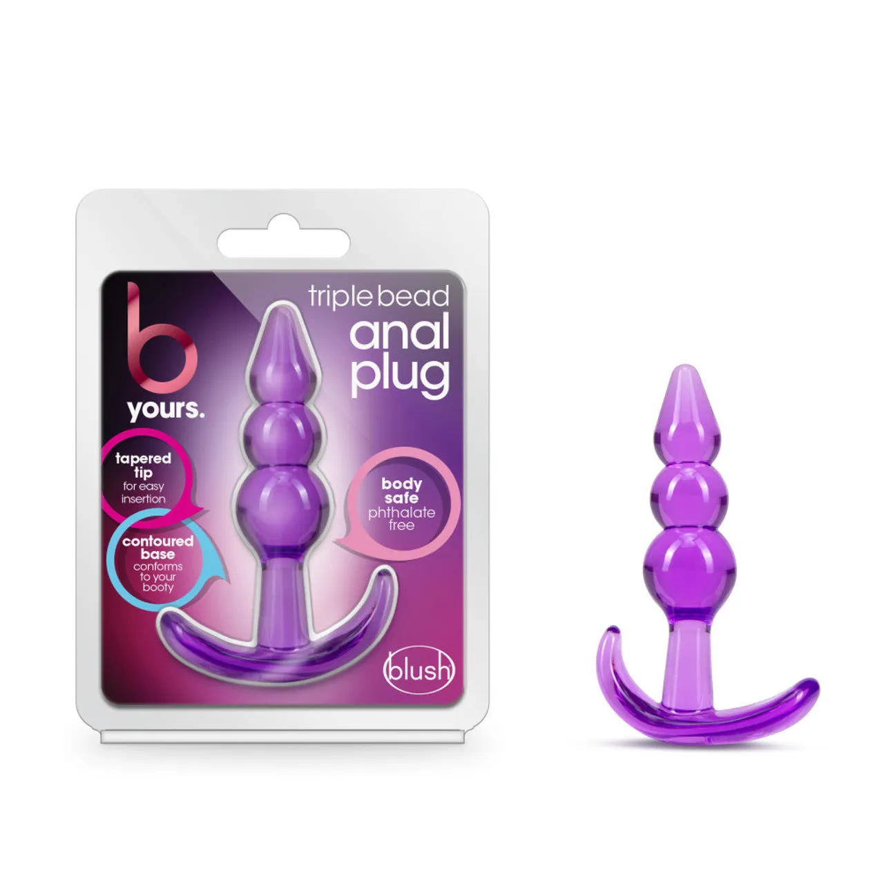 B Yours Triple Bead See-Through Anal Plug - Purple