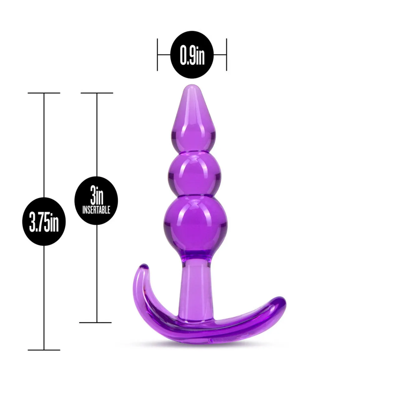 B Yours Triple Bead See-Through Anal Plug - Purple