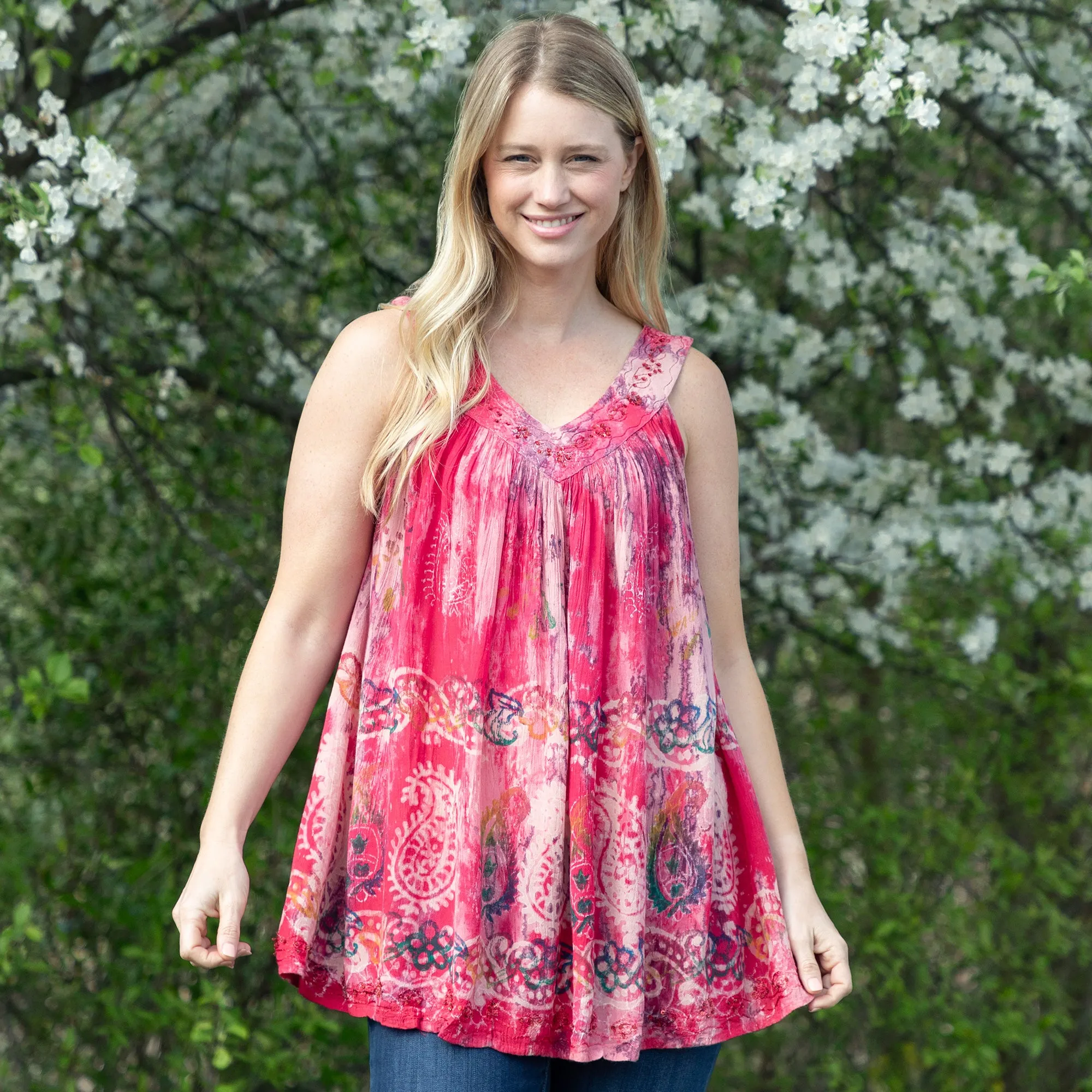 Beaded Swirl Sleeveless Tunic