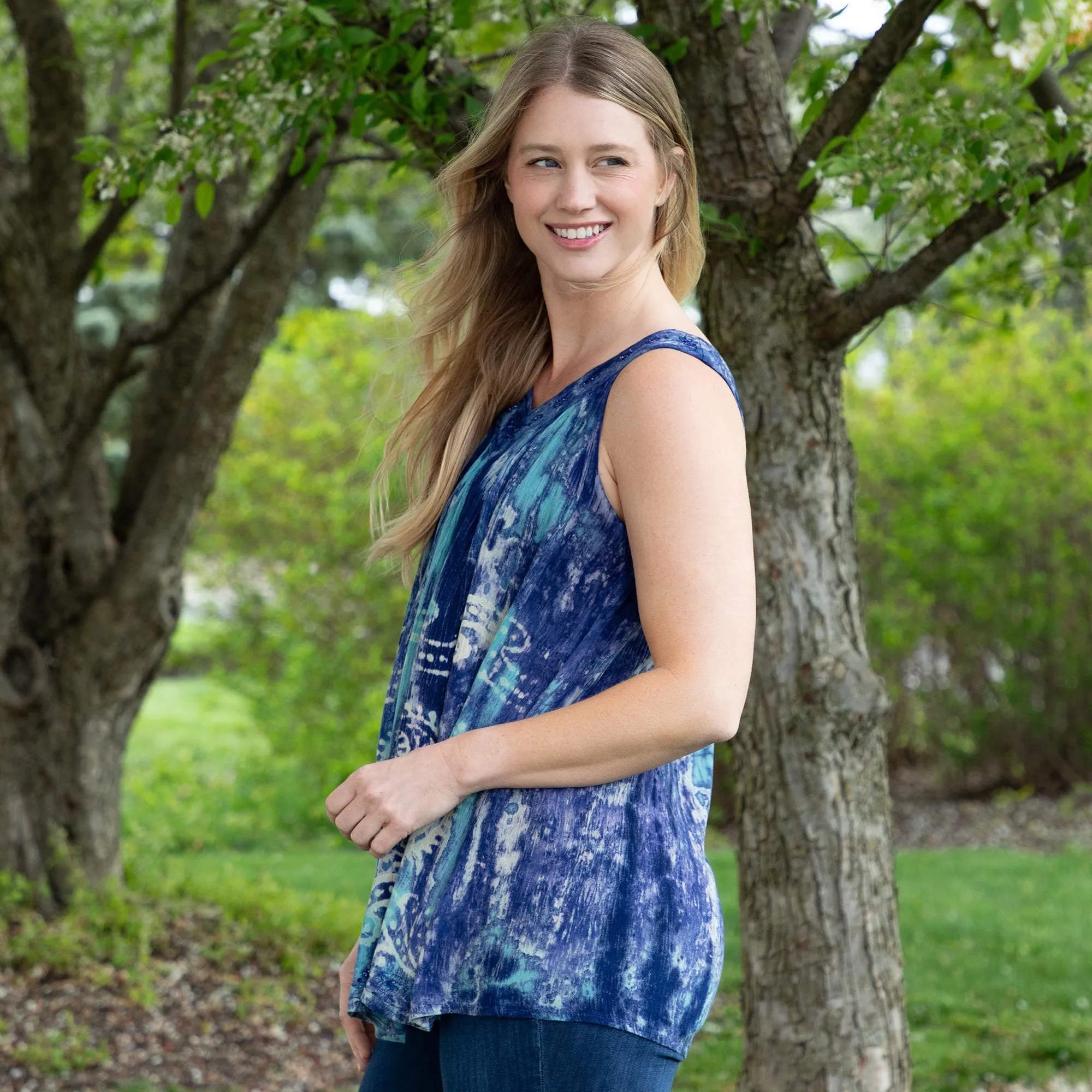 Beaded Swirl Sleeveless Tunic