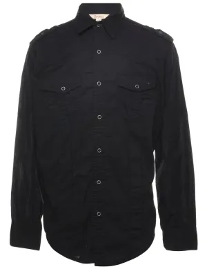 Black Plain Western Shirt - S