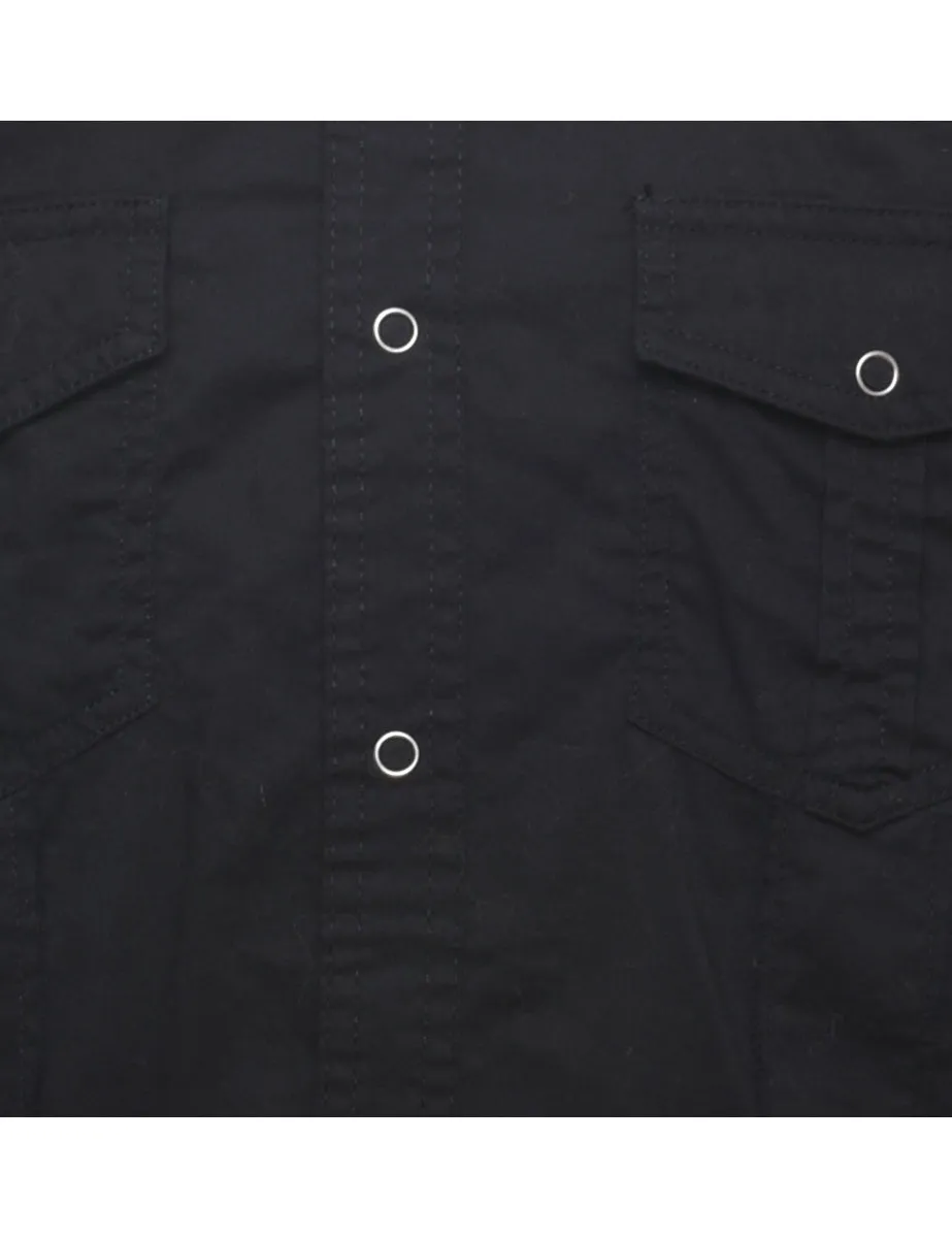 Black Plain Western Shirt - S