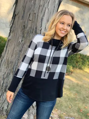 Black/White Buffalo Plaid Pullover- T902