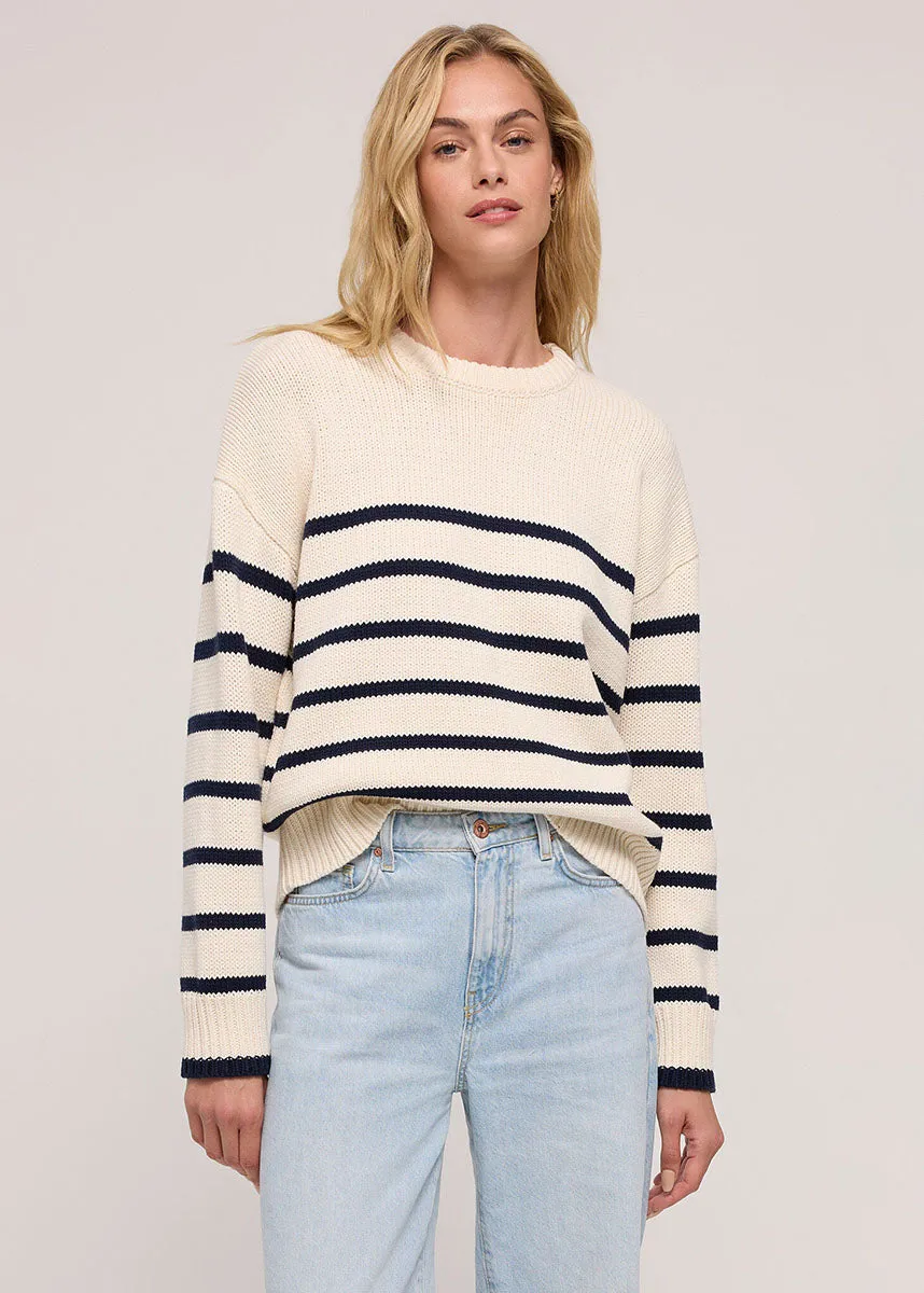 Boyfriend Stripe Sweater - Sea Salt