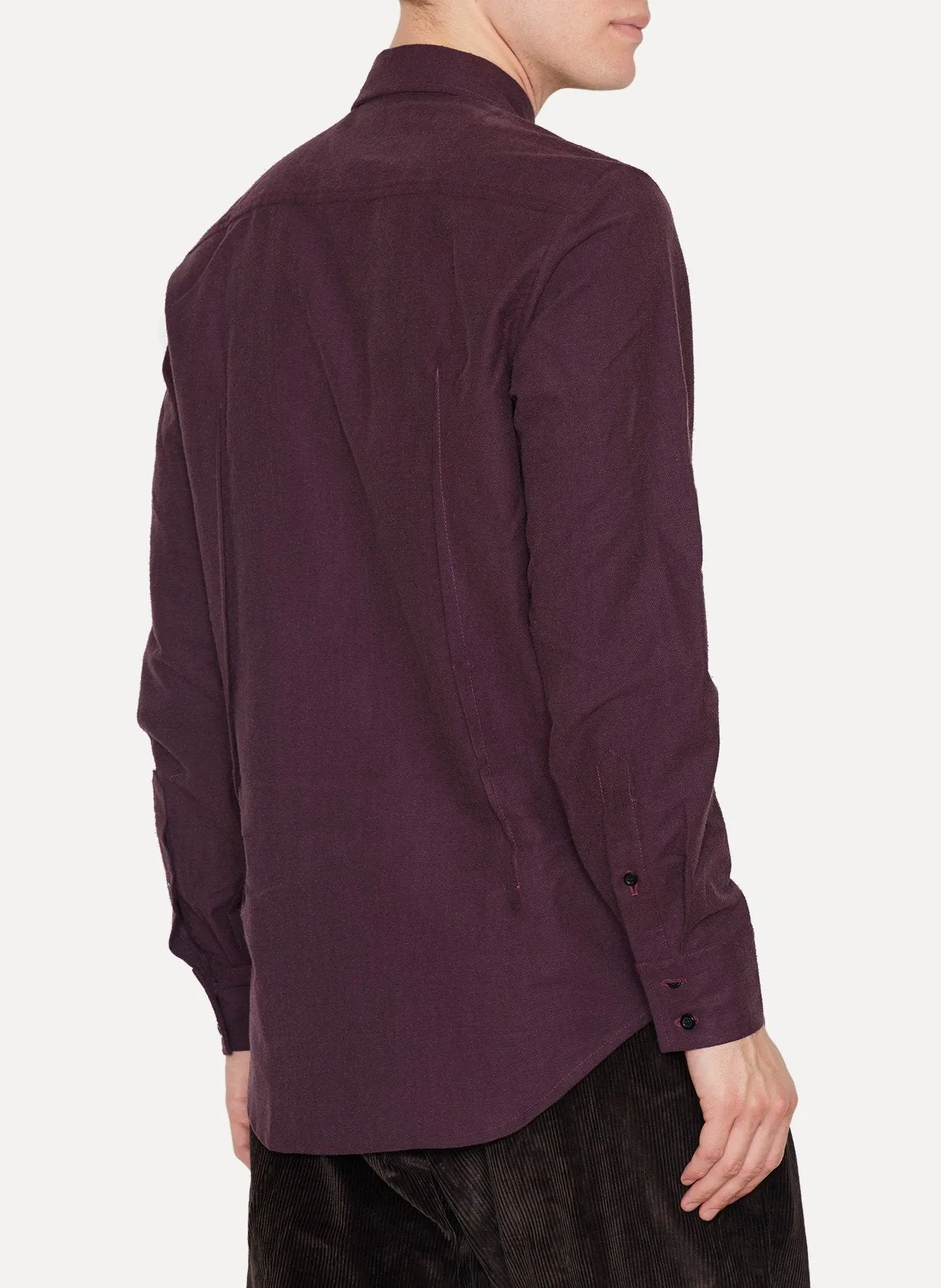 Burgundy Roughened Silk Cotton Classic Shirt