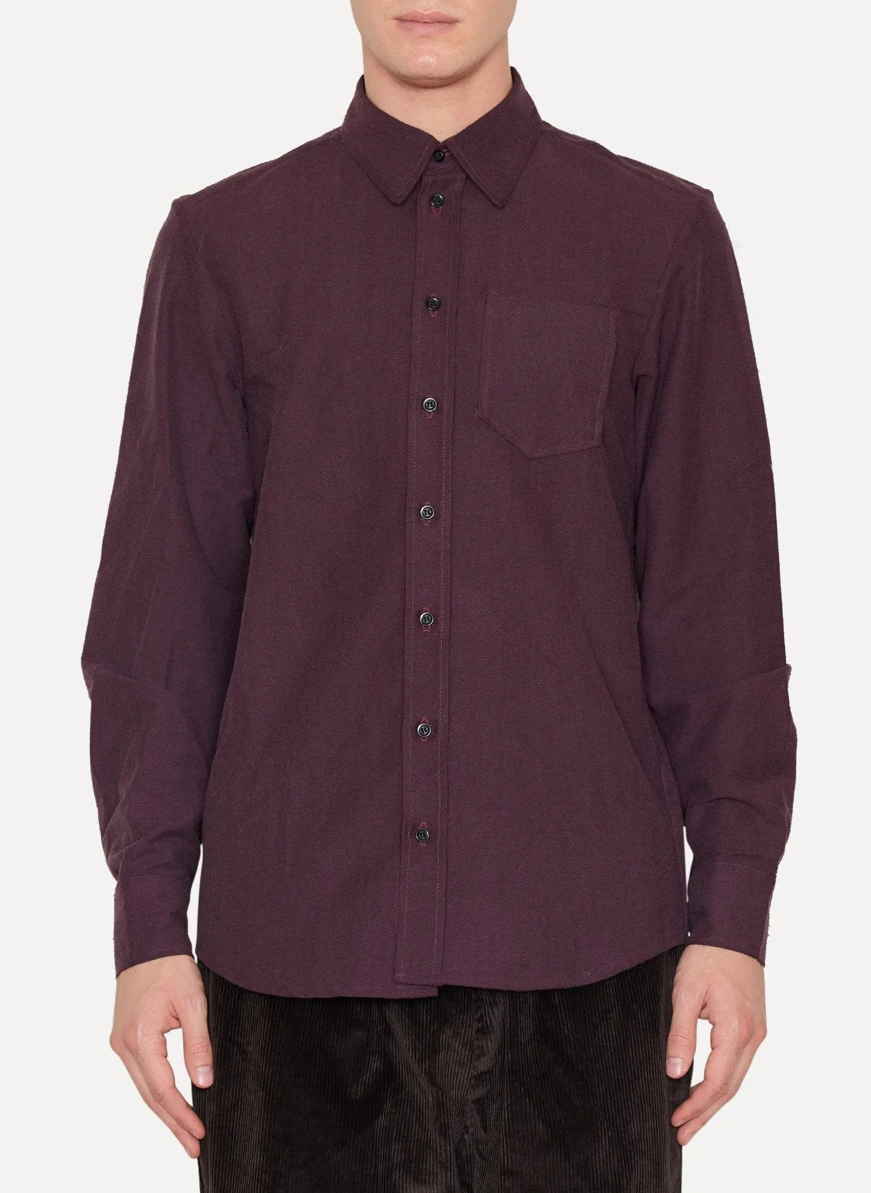 Burgundy Roughened Silk Cotton Classic Shirt