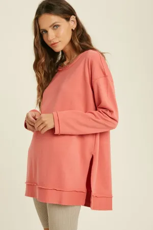 Coral Tunic Sweatshirt Pullover