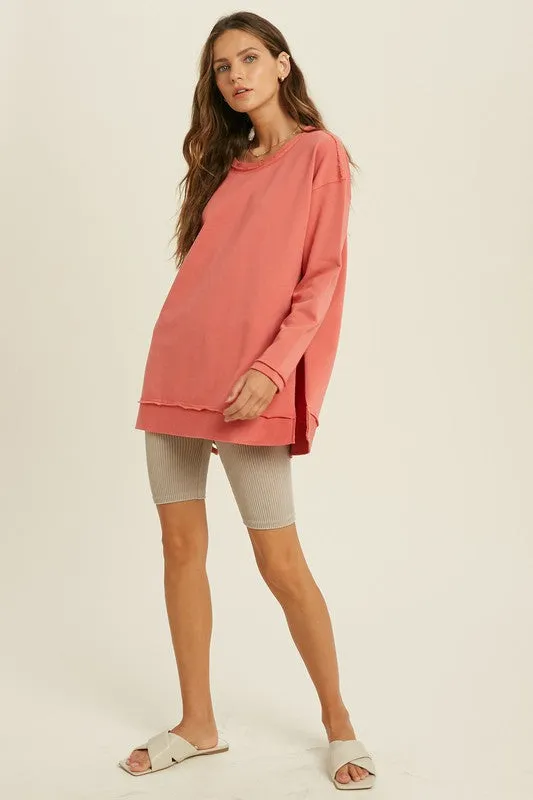 Coral Tunic Sweatshirt Pullover