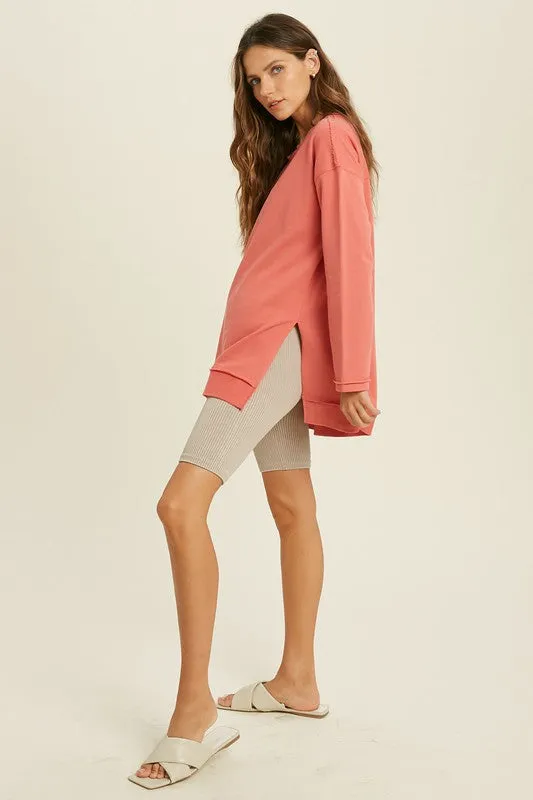 Coral Tunic Sweatshirt Pullover