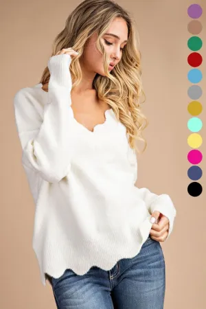 Cream Scallop Sweater