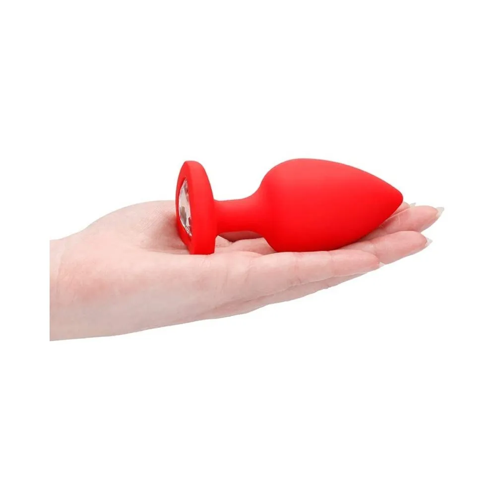 Diamond Heart Butt Plug - XL - Red