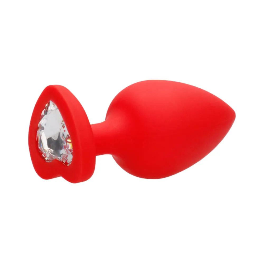 Diamond Heart Butt Plug - XL - Red