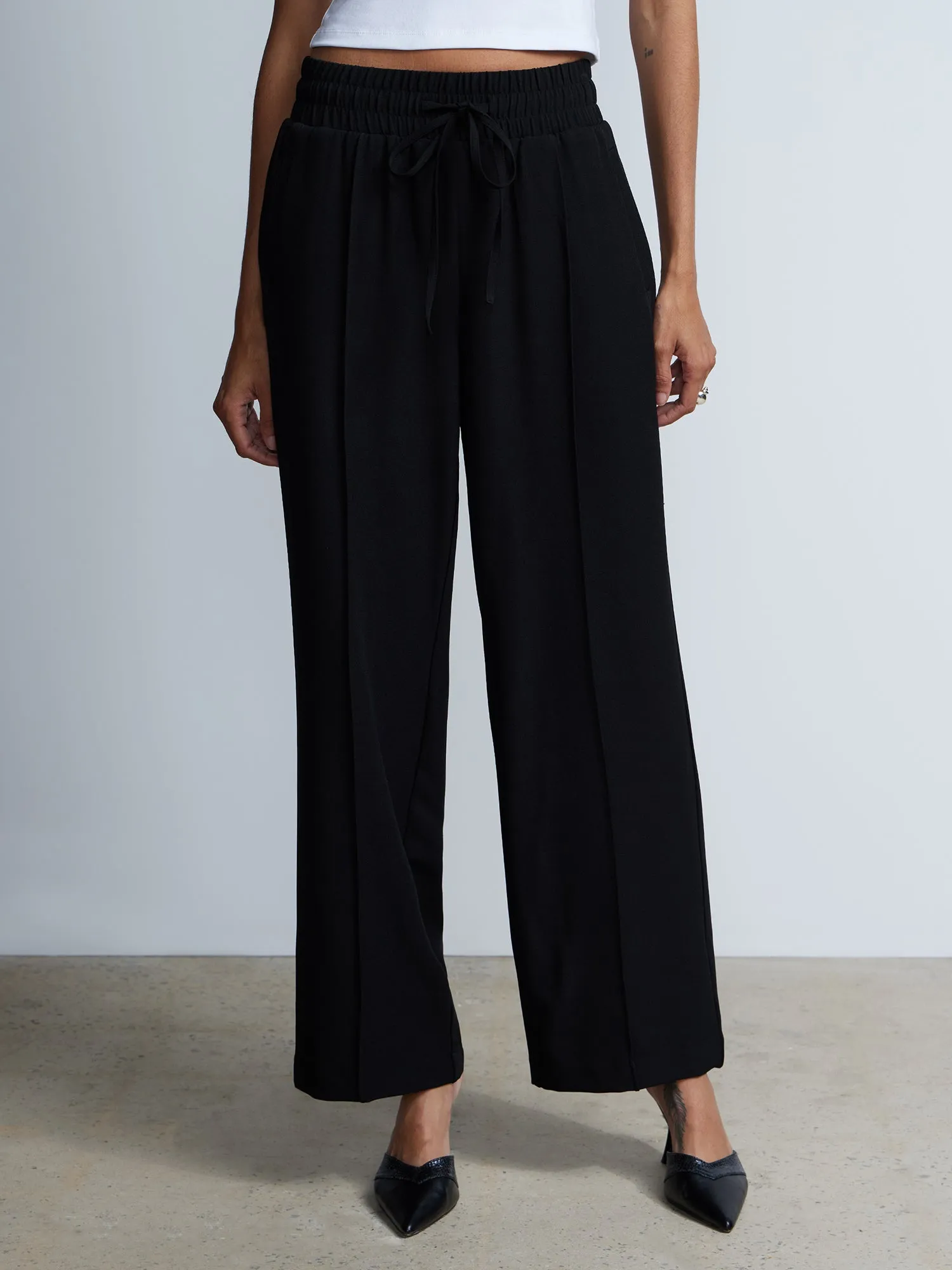 Drawstring Wide Leg Pants