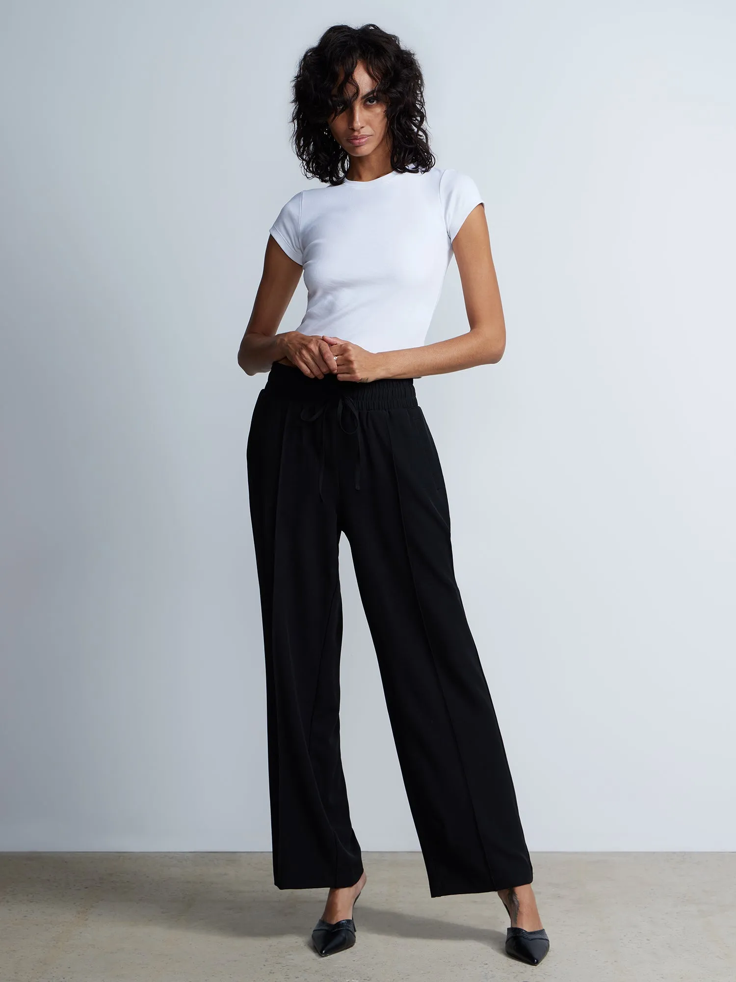 Drawstring Wide Leg Pants