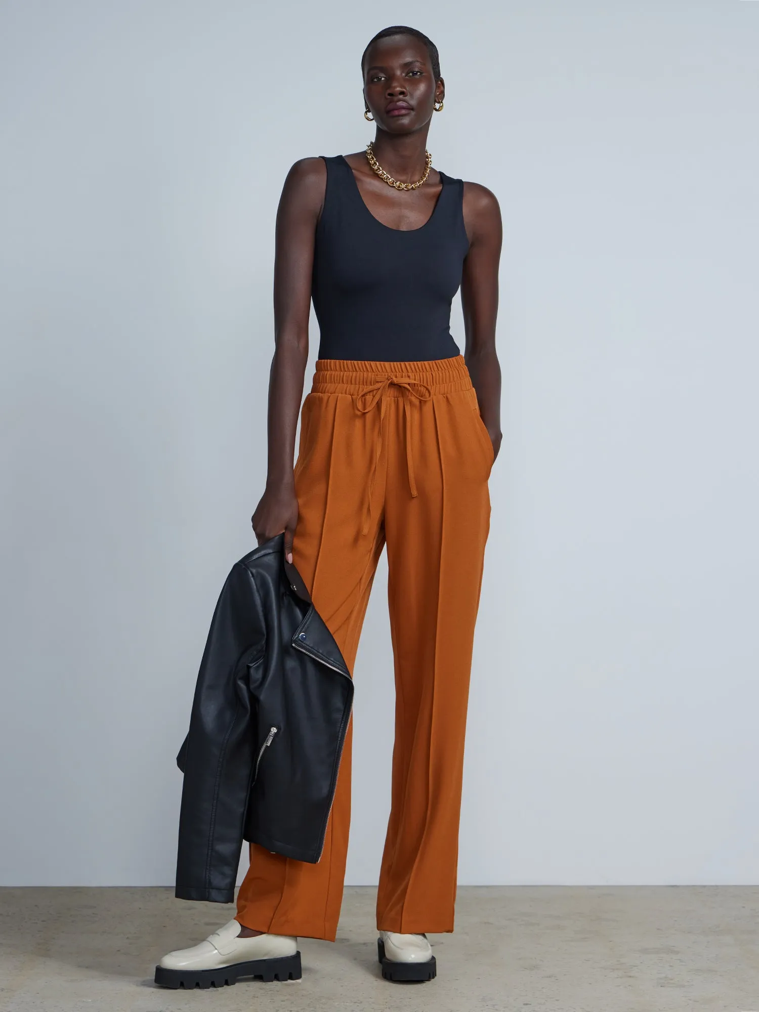 Drawstring Wide Leg Pants