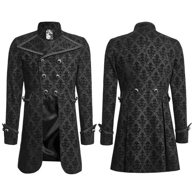 Gothic Double Breasted Crop Waist Men Long Costume Blazer