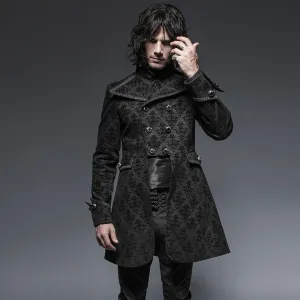 Gothic Double Breasted Crop Waist Men Long Costume Blazer