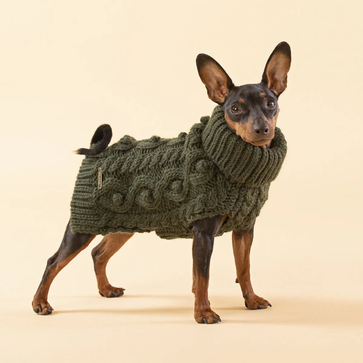 Handmade Knit Green Dog Sweater