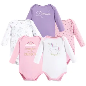 Hudson Baby Cotton Long-Sleeve Bodysuits, Magical Unicorn