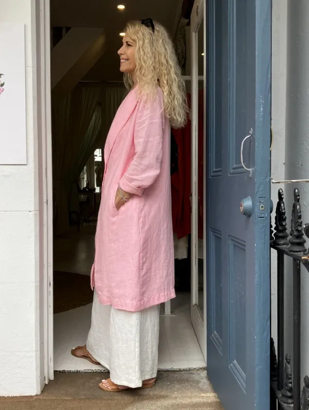 Jiva Vintage Wash Linen Catherine Coat - Candy Pink