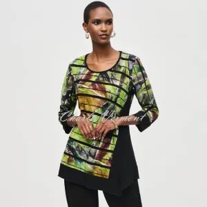 Joseph Ribkoff Abstract Print Tunic Top With Asymmetric Hem - Style 243112