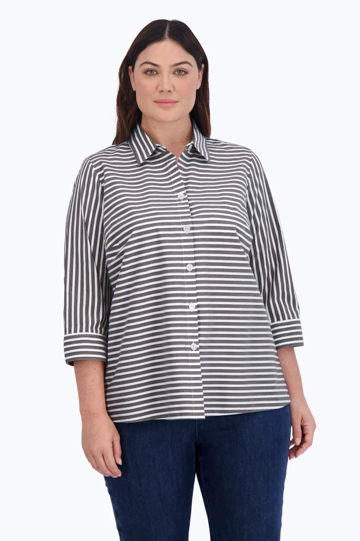 Kelly Plus Stretch No Iron Stripe Shirt