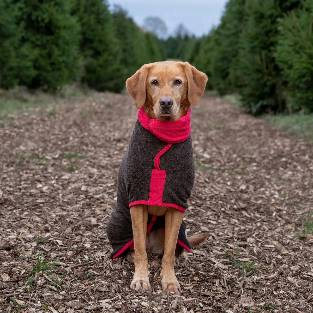 Limited Edition Dog Drying Coat - Dark Chocolate and Raspberry