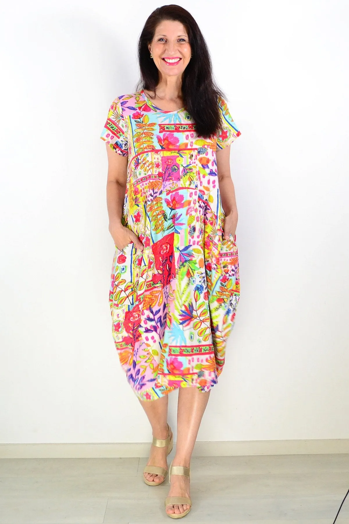 Maitra Short Sleeve Bubble Tunic Dress