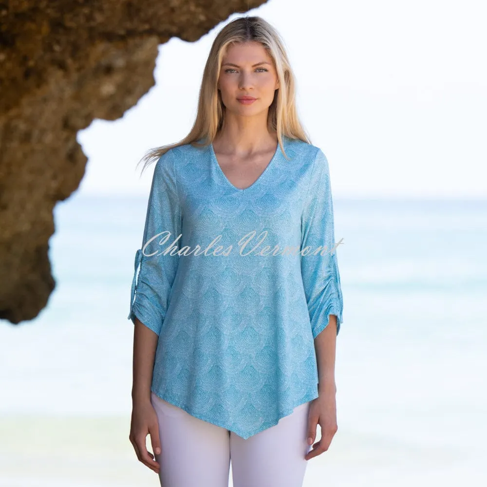 Marble Swirl Print Tunic Top - Style 7418-151 (Aqua / White)