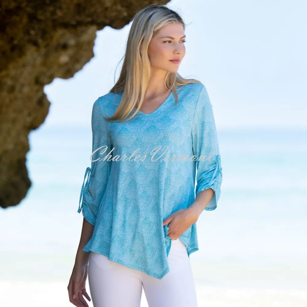 Marble Swirl Print Tunic Top - Style 7418-151 (Aqua / White)