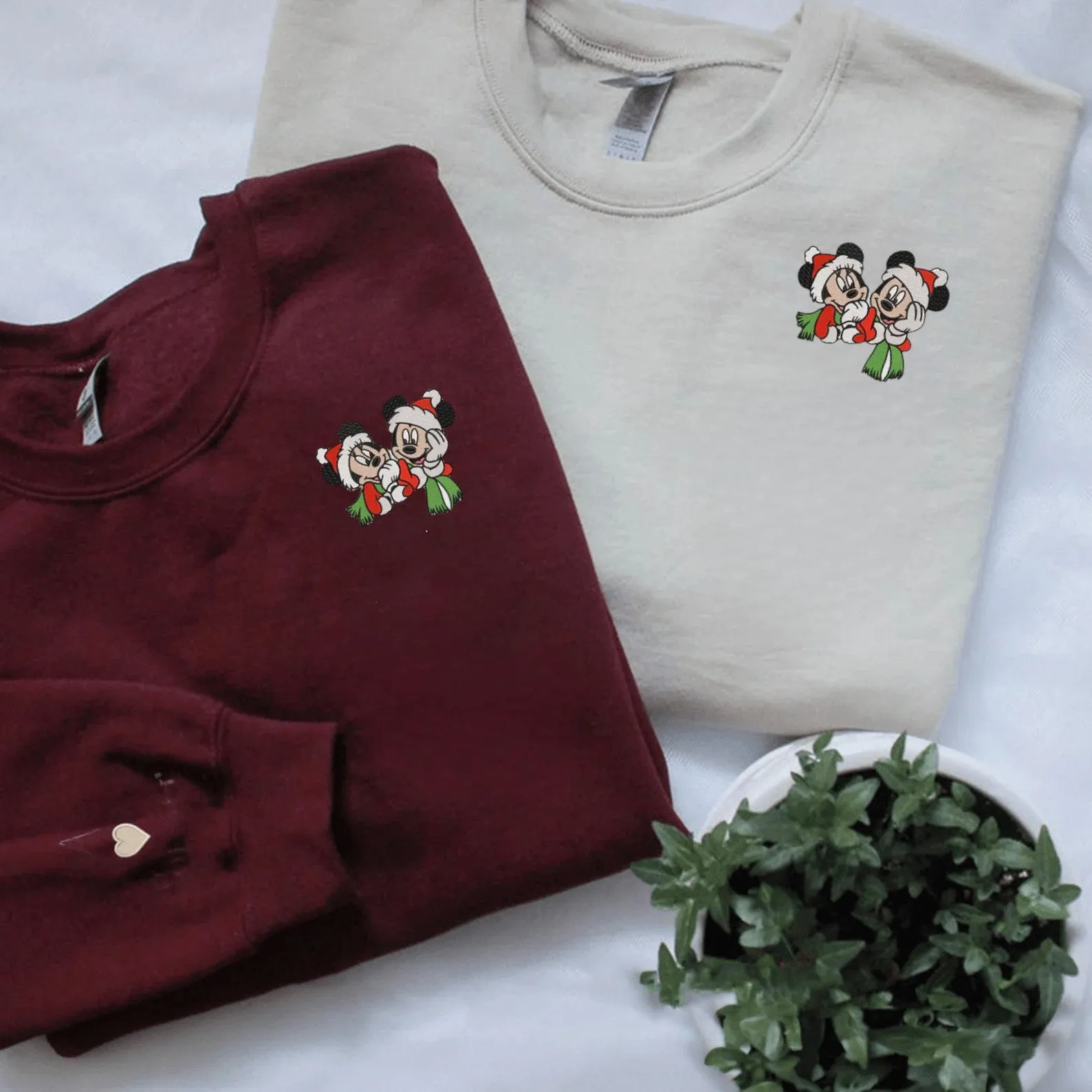 Matching Couple Hoodies - Christmas Cartoon Mouse Custom Embroidered Sweatshirts For Couples 2