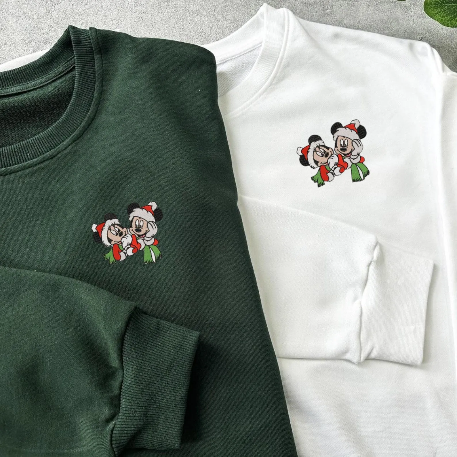 Matching Couple Hoodies - Christmas Cartoon Mouse Custom Embroidered Sweatshirts For Couples 2