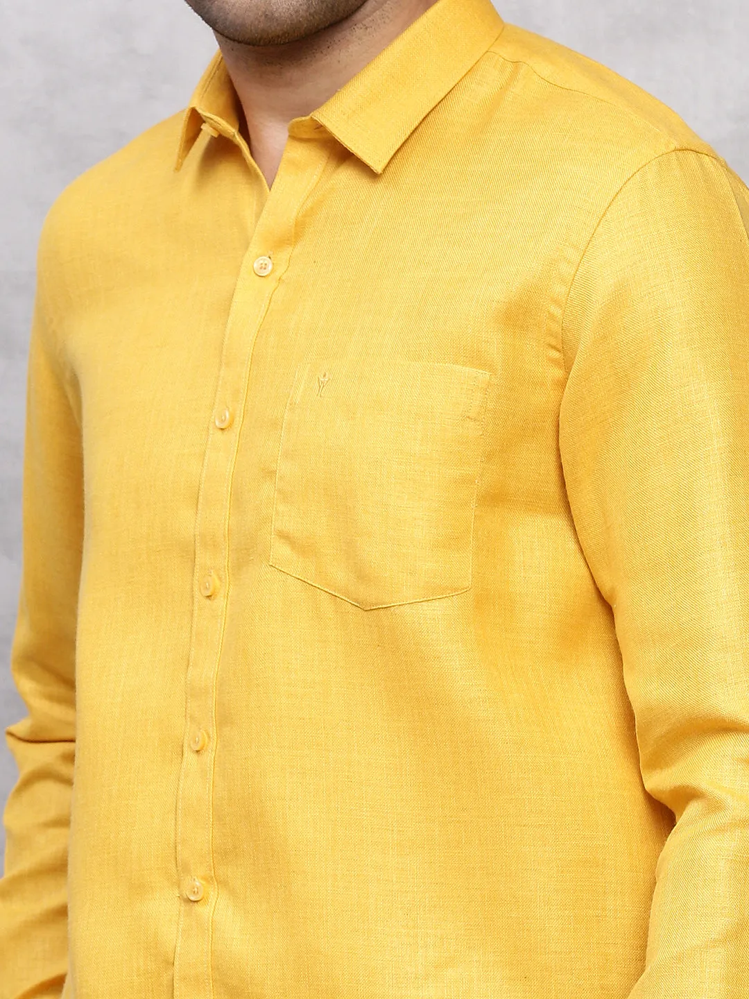 Men Cotton Blend Shirt Dark Yellow T7 CG5