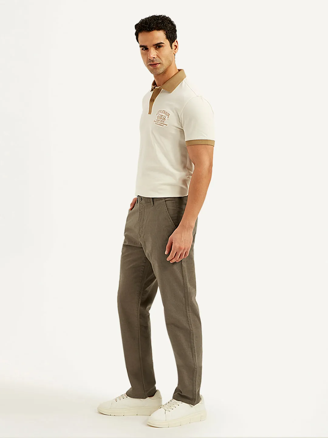 Men's Brown Straight Fit Chinos