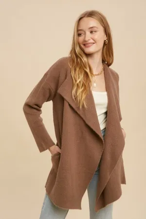 Mocha Lapel Cardigan