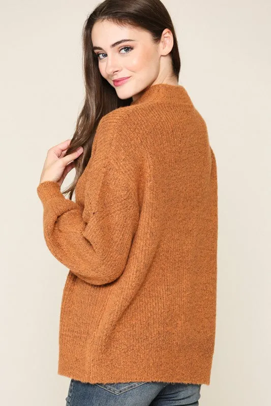 Mock Neck Bubble Sleeve Sweater