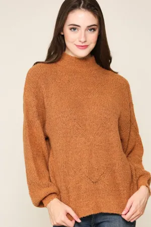 Mock Neck Bubble Sleeve Sweater