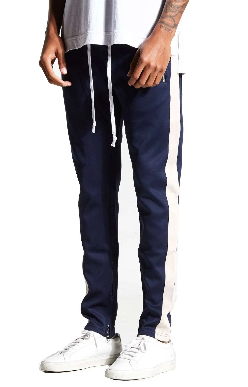 Navy FB Track Pants with Side Stripe Detail