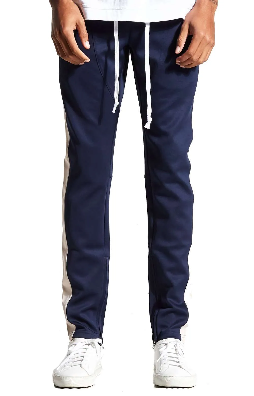 Navy FB Track Pants with Side Stripe Detail