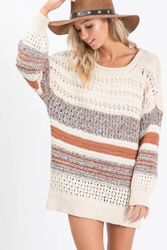 Oatmeal Multi Thread Sweater - T1063