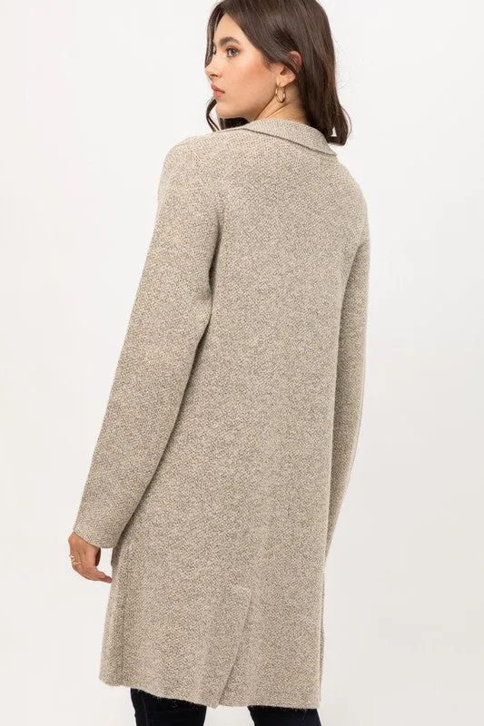 Oatmeal Open Cardigan