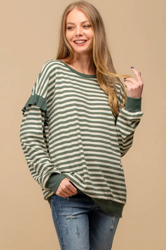 Olive Drop Shoulder Pullover