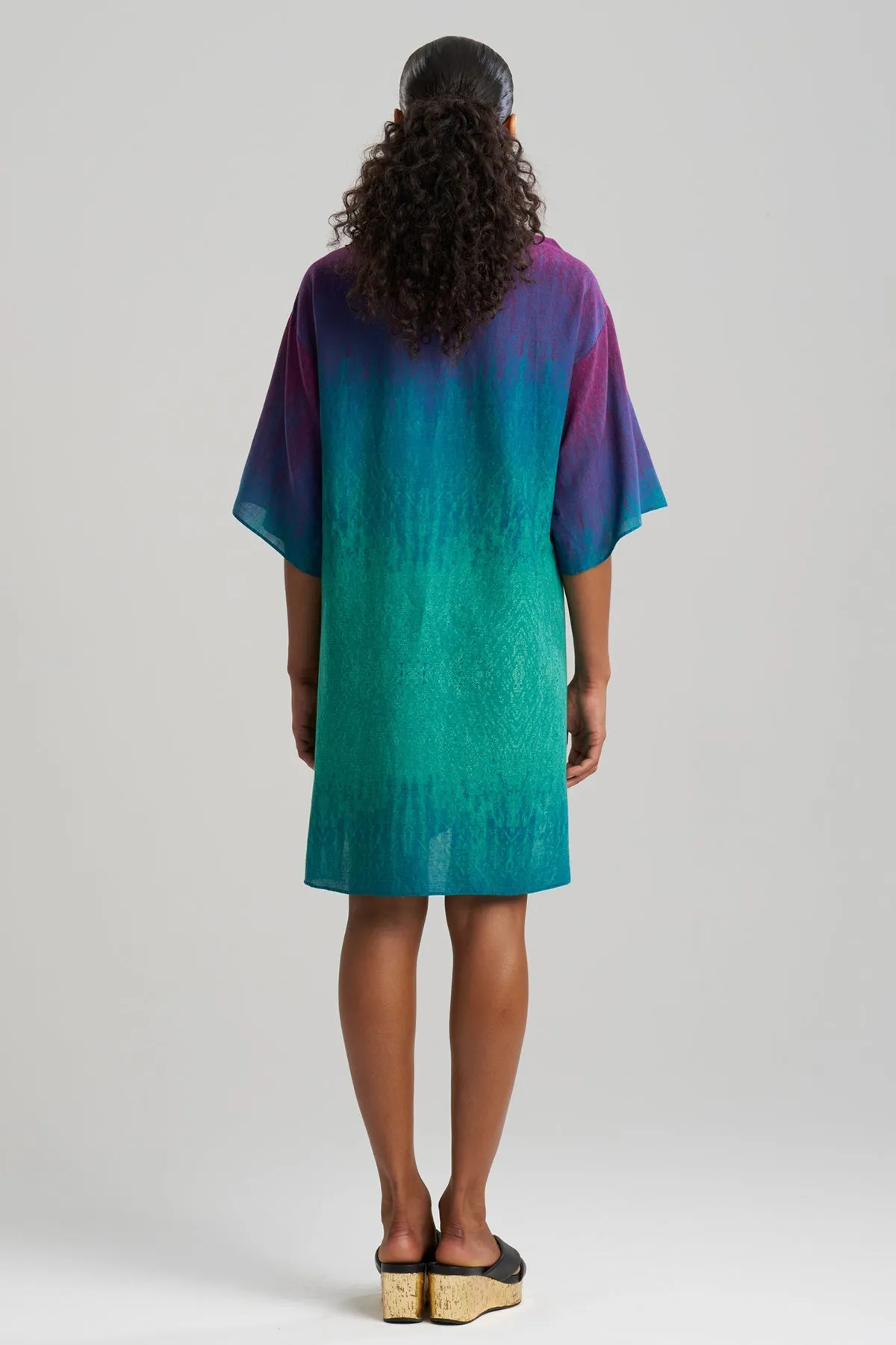 Ombre Printed Gauze Beaded Tunic