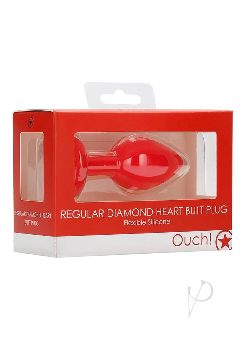 Ouch Diamond Heart Butt Plug Reg Red