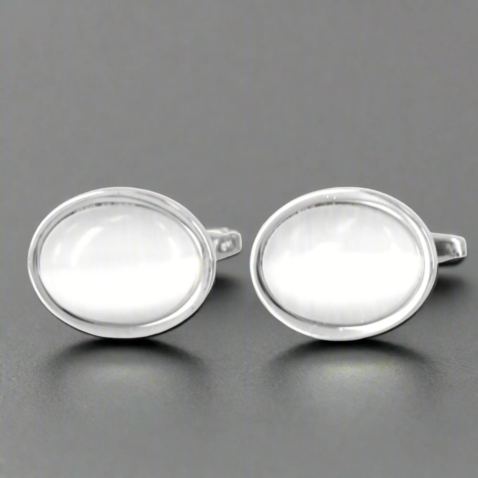 Oval White fiber optic Cufflinks (Online Exclusive)